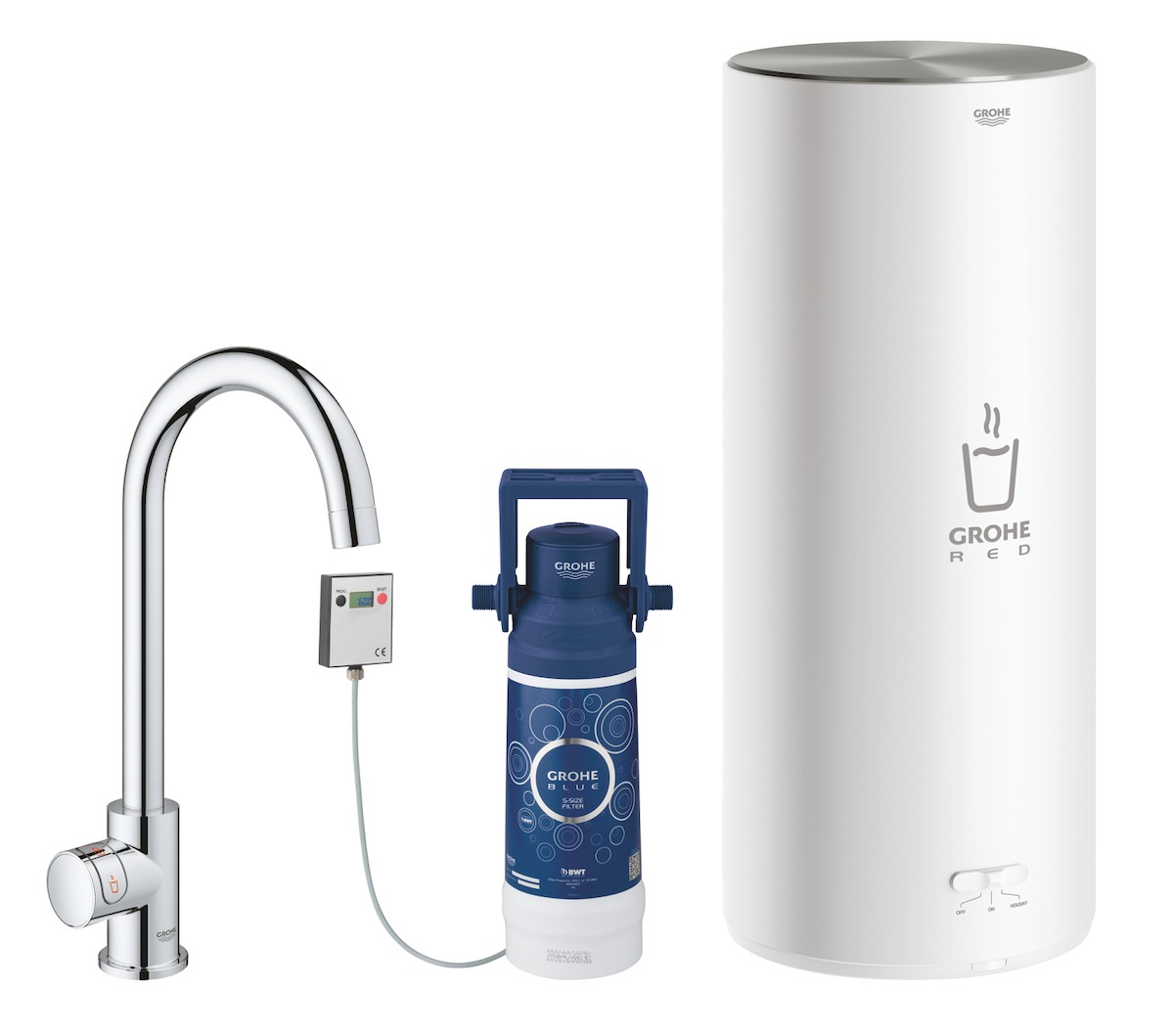 Dřezová baterie Grohe Red s výpustí chrom 30080001 Grohe