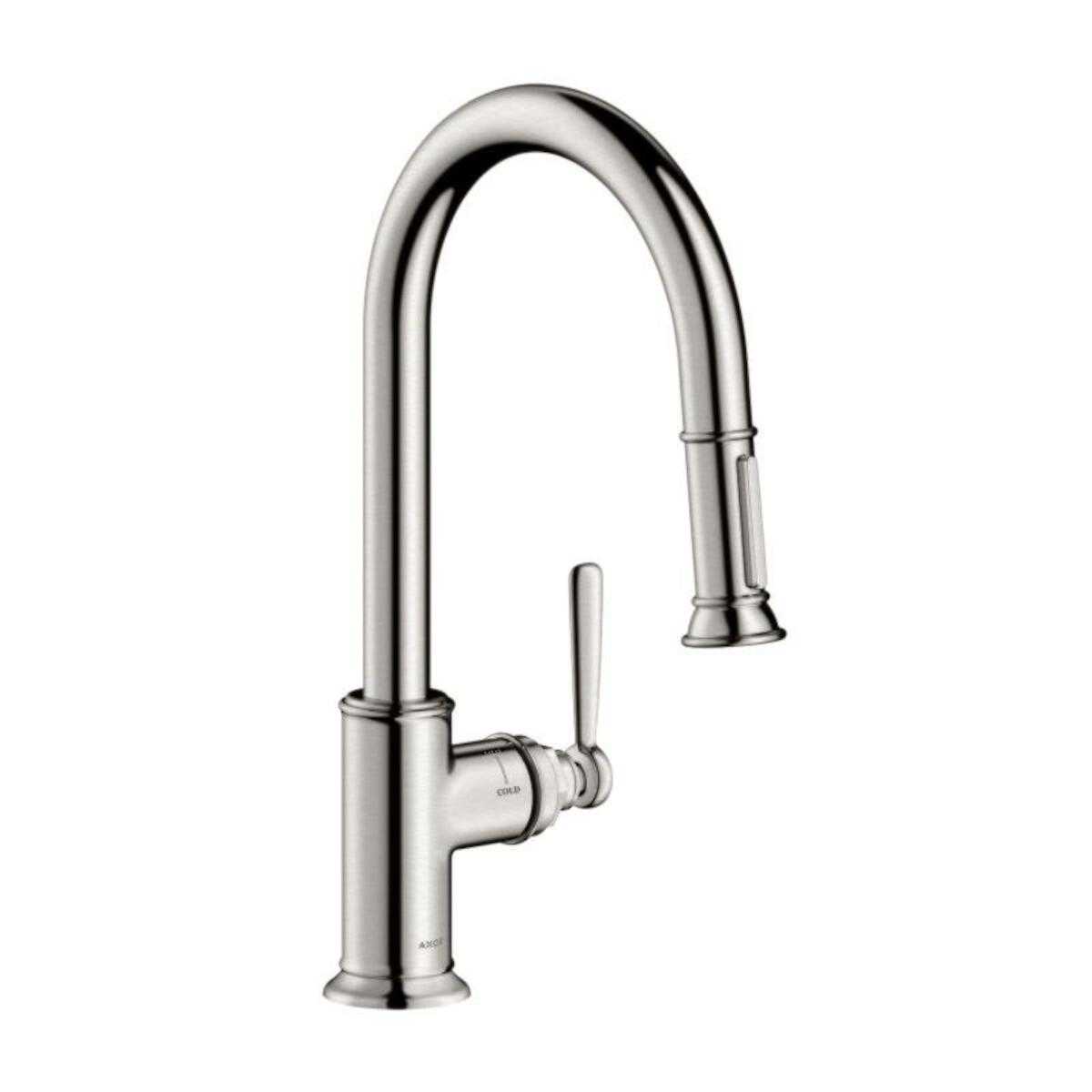 Dřezová baterie Hansgrohe Axor Montreux s vytahovací sprškou vzhled nerezu 16581800 Hansgrohe