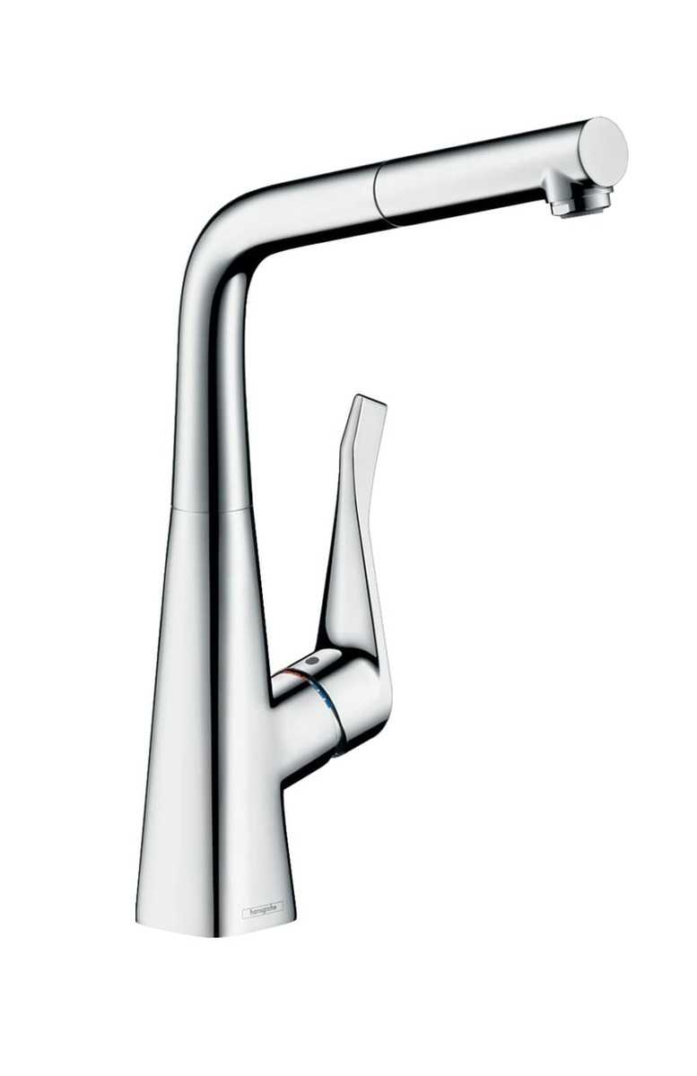 Dřezová baterie Hansgrohe Metris M71 s vytahovací sprškou chrom 14821000 Hansgrohe