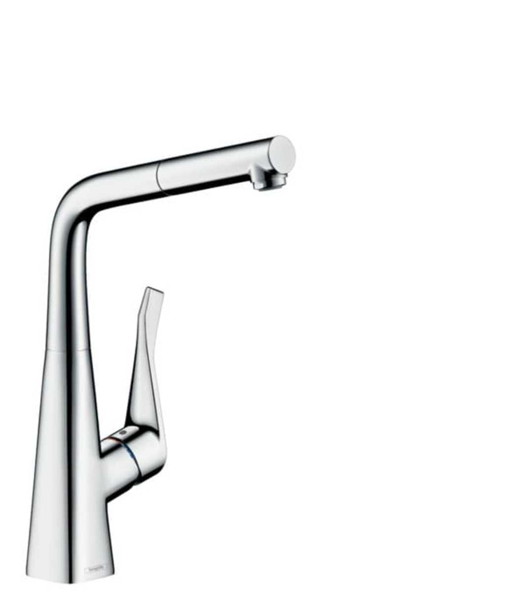 Dřezová baterie Hansgrohe Metris s vytahovací sprškou chrom 14781000 Hansgrohe