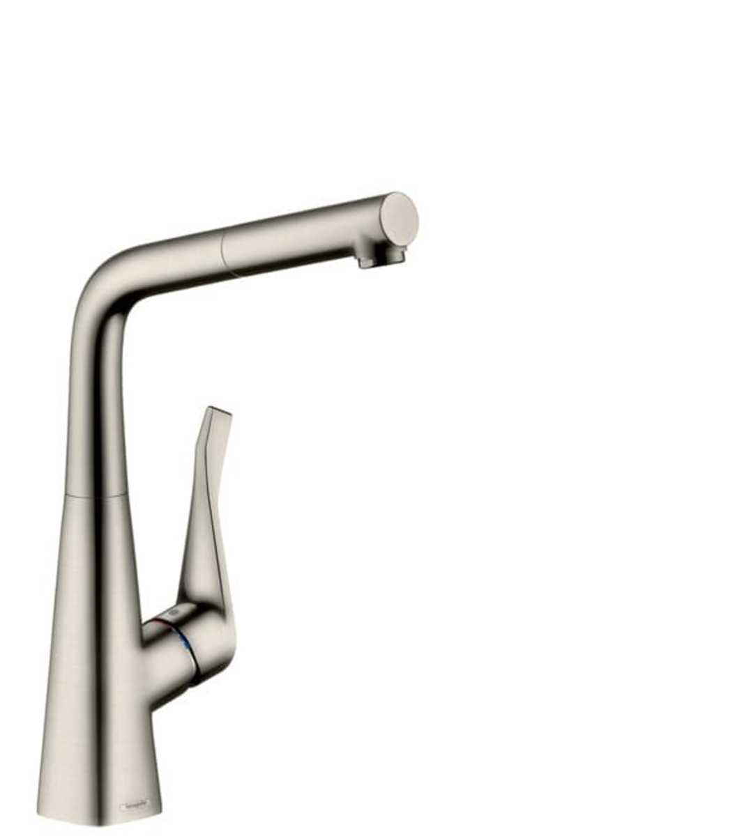 Dřezová baterie Hansgrohe Metris s vytahovací sprškou vzhled nerezu 73812800 Hansgrohe