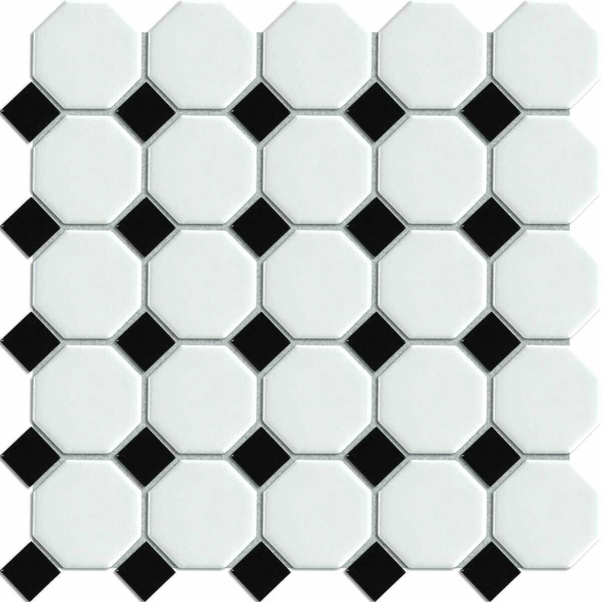 Keramická mozaika Premium Mosaic mix černá/bílá 30x30 cm mat / lesk MOSOCTAGON Premium Mosaic