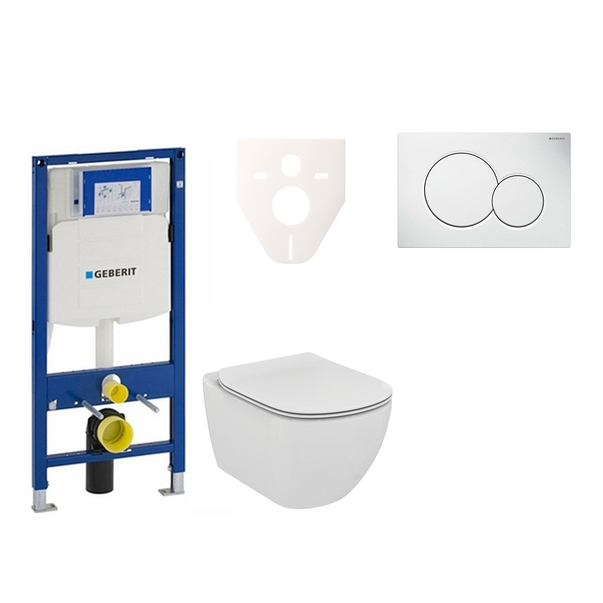 Cenově zvýhodněný závěsný WC set Geberit do lehkých stěn / předstěnová montáž+ WC Ideal Standard Tesi 111.300.00.5NE1 Ideal Standard