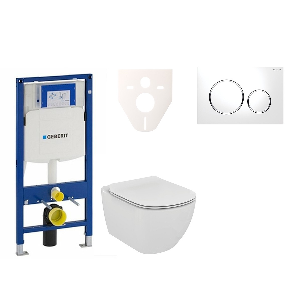 Cenově zvýhodněný závěsný WC set Geberit do lehkých stěn / předstěnová montáž+ WC Ideal Standard Tesi 111.300.00.5NE4 Ideal Standard