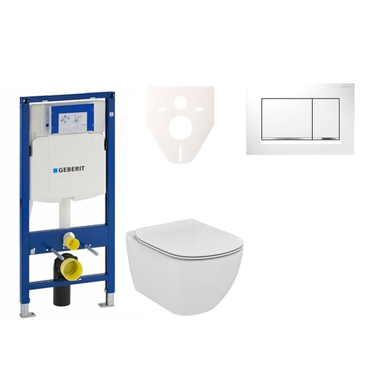 Cenově zvýhodněný závěsný WC set Geberit do lehkých stěn / předstěnová montáž+ WC Ideal Standard Tesi 111.300.00.5NE5 Ideal Standard