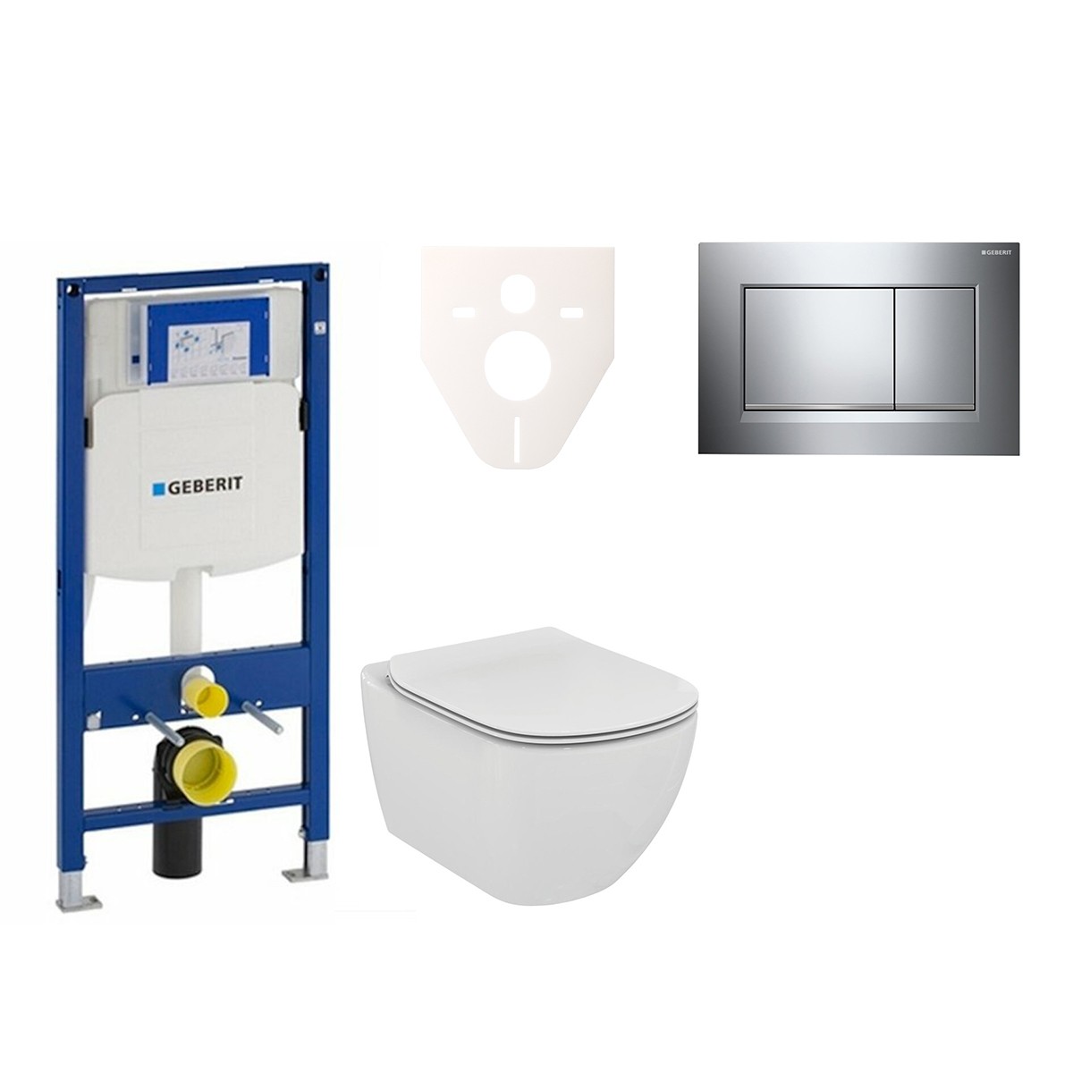 Cenově zvýhodněný závěsný WC set Geberit do lehkých stěn / předstěnová montáž+ WC Ideal Standard Tesi 111.300.00.5NE6 Ideal Standard