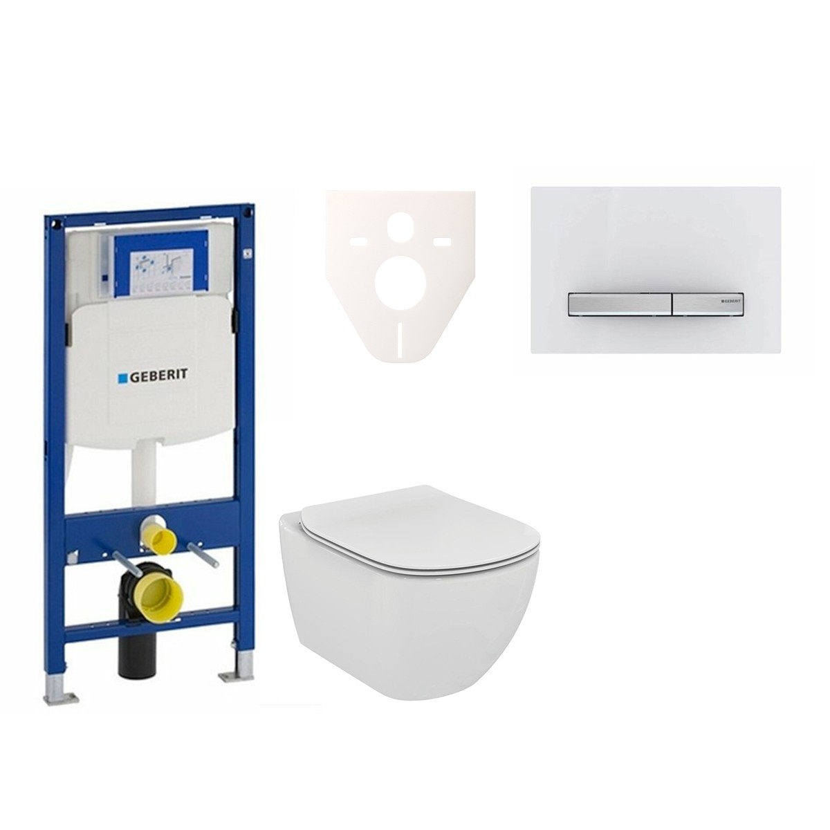 Cenově zvýhodněný závěsný WC set Geberit do lehkých stěn / předstěnová montáž+ WC Ideal Standard Tesi 111.300.00.5NE8 Ideal Standard