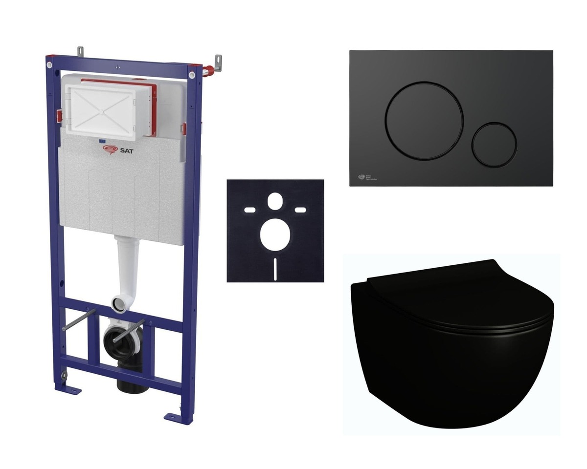 Cenově zvýhodněný závěsný WC set SAT do lehkých stěn / předstěnová montáž+ WC SAT Infinitio SIKOSSINFB68K NO BRAND