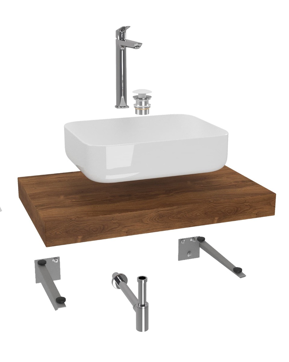 Koupelnová sestava Hansgrohe s deskou pod umyvadlo Dolce 80x8x50 cm dub charleston KSETDO8 Hansgrohe