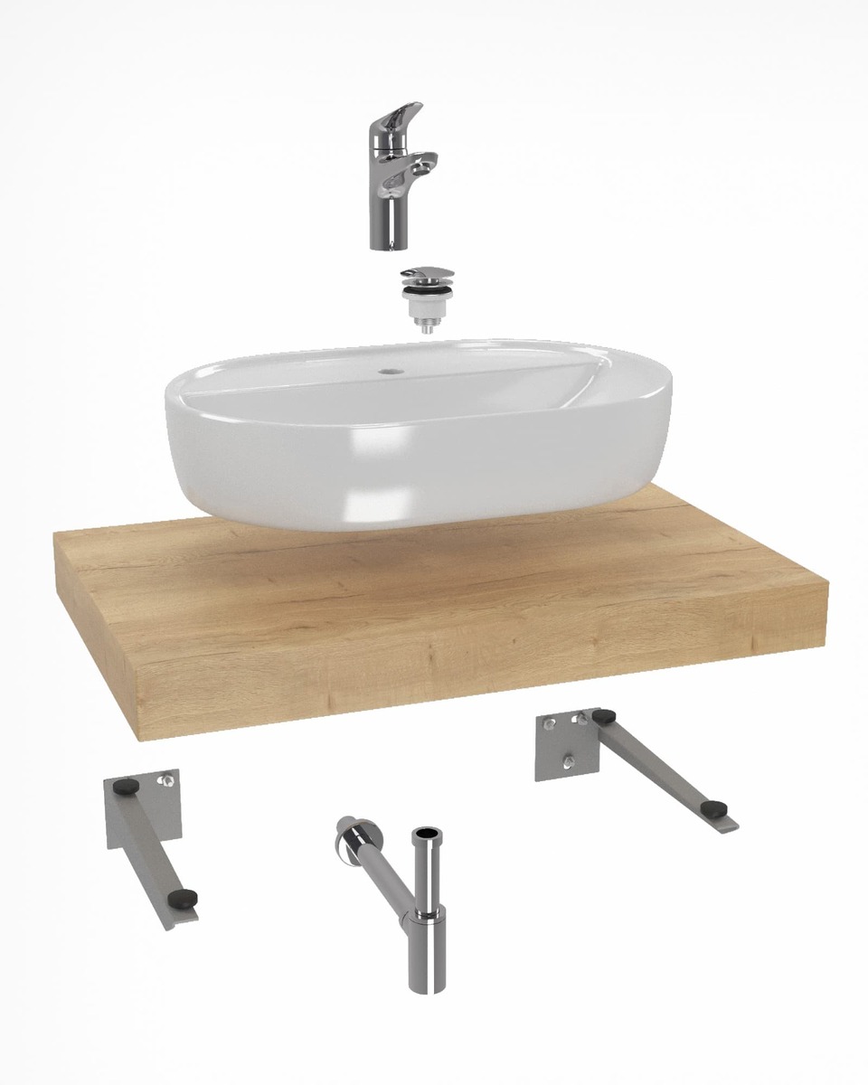 Koupelnová sestava Hansgrohe s deskou pod umyvadlo Dolce 80x8x50 cm dub halifax KSETDO2 Hansgrohe