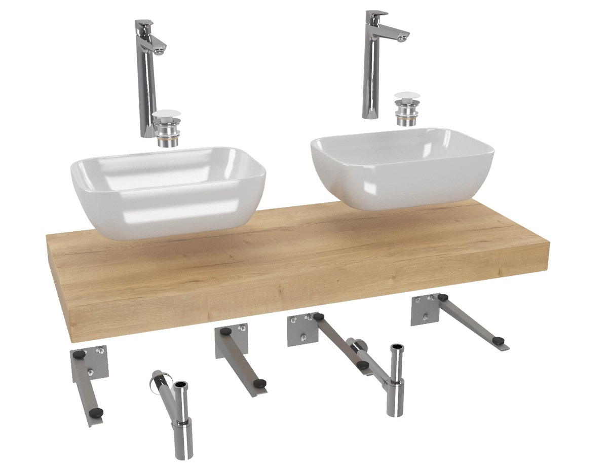 Koupelnová sestava Hansgrohe s deskou pod umyvadlo Dolce 120x8x50 cm dub halifax KSETDO18 Hansgrohe