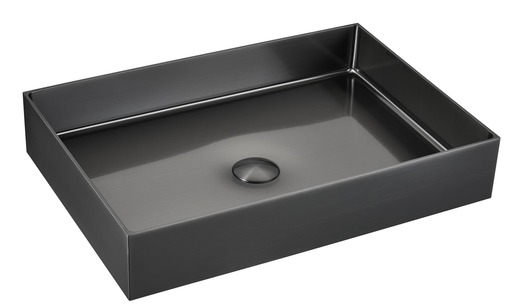 Umyvadlo na desku v barvě gun metal SAT Aurum 55x38 cm bez přepadu SATAUR5538BGM SAT