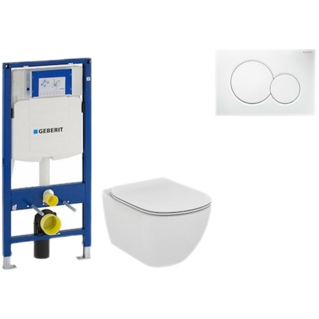 Cenově zvýhodněný závěsný WC set Geberit do lehkých stěn / předstěnová montáž+ WC Ideal Standard Tesi 111.300.00.5NE1 Ideal Standard