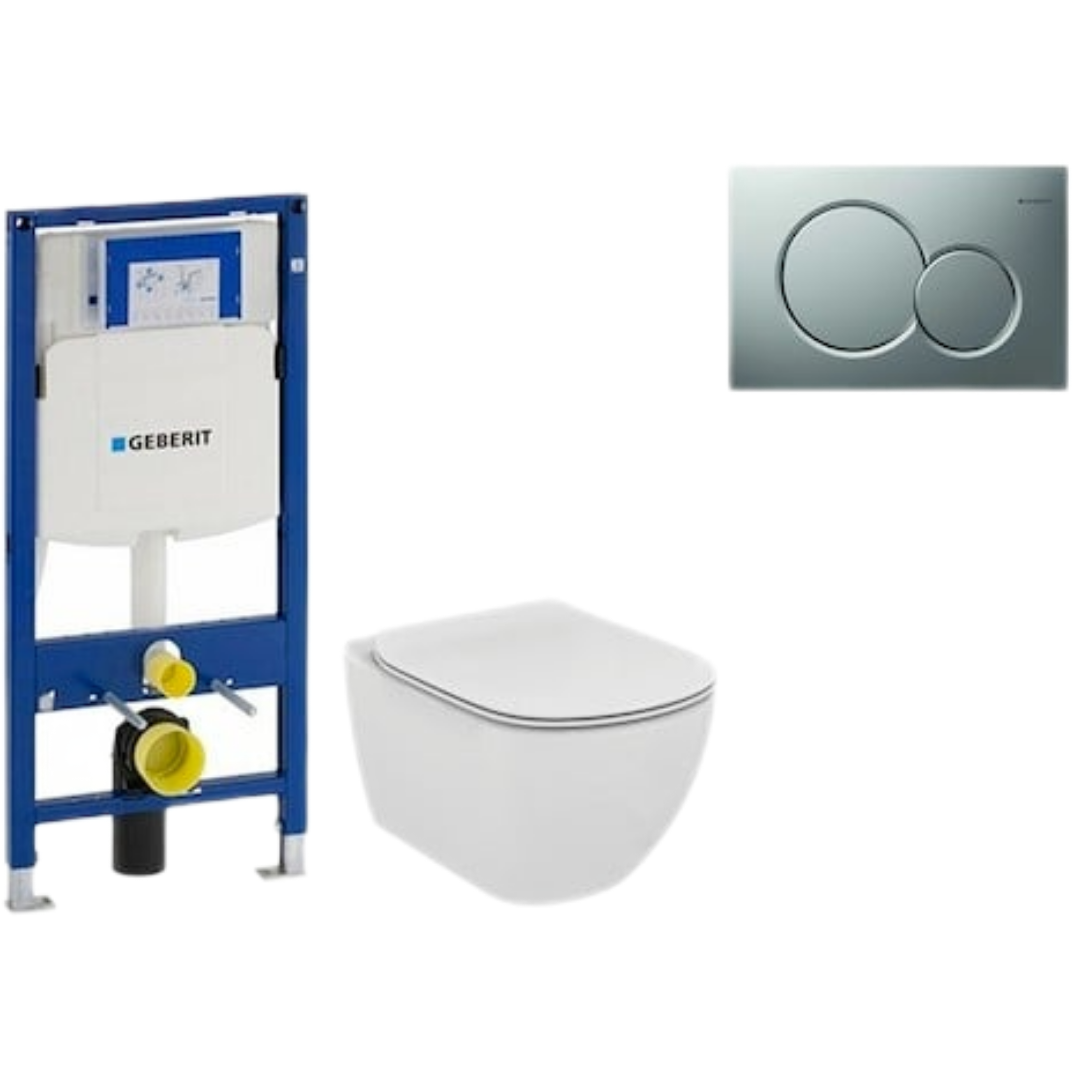 Cenově zvýhodněný závěsný WC set Geberit do lehkých stěn / předstěnová montáž+ WC Ideal Standard Tesi 111.300.00.5NE3 Ideal Standard