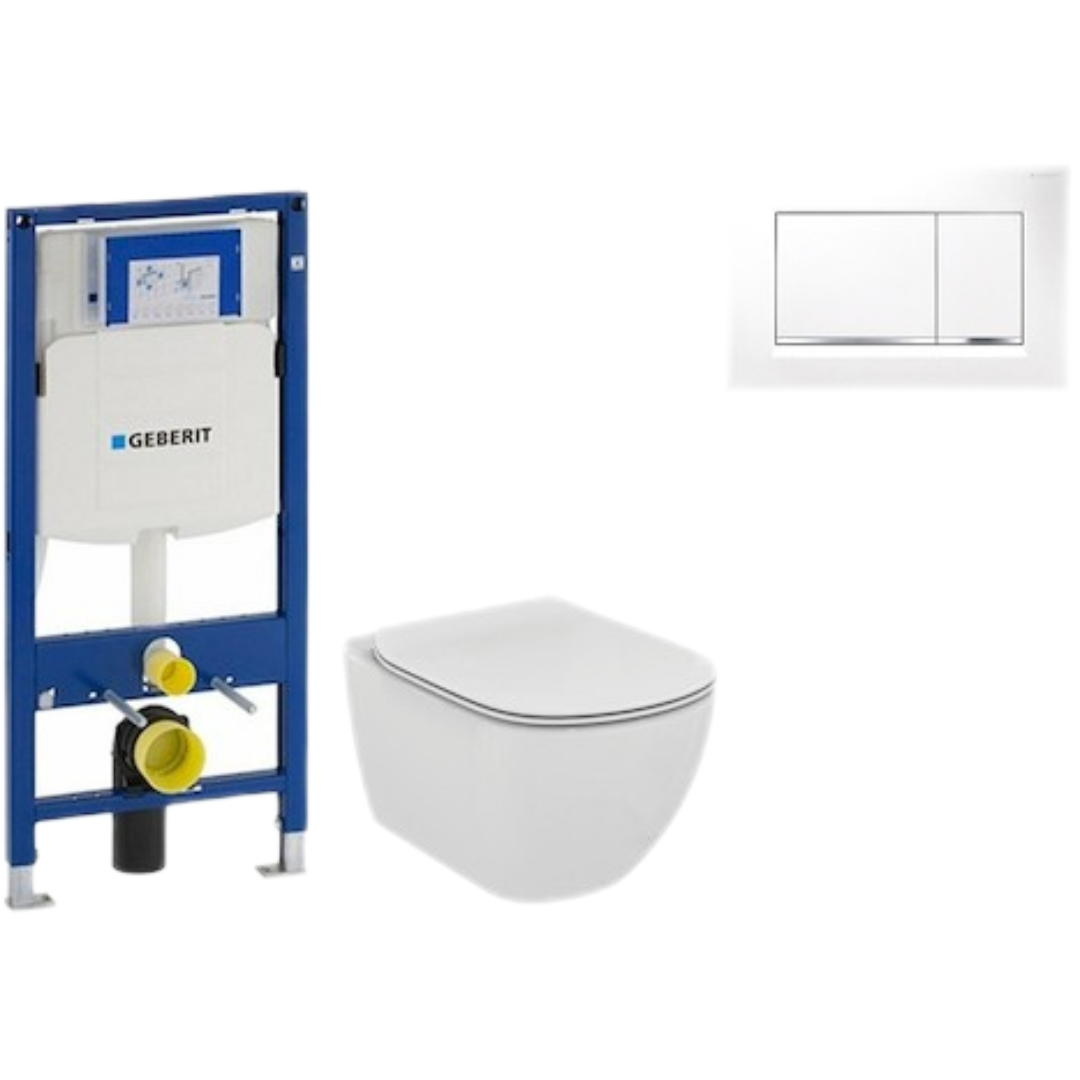 Cenově zvýhodněný závěsný WC set Geberit do lehkých stěn / předstěnová montáž+ WC Ideal Standard Tesi 111.300.00.5NE5 Ideal Standard