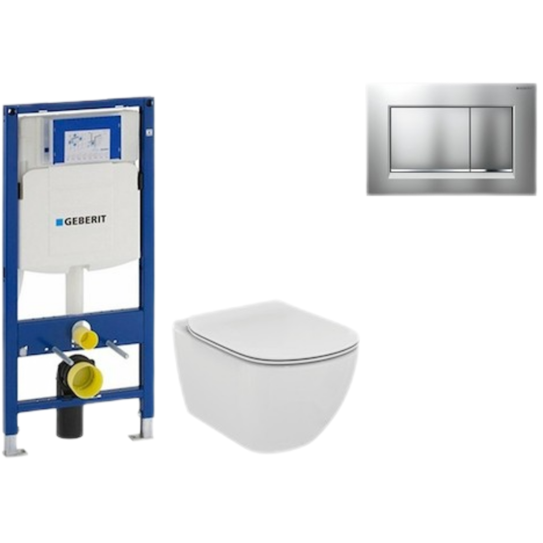 Cenově zvýhodněný závěsný WC set Geberit do lehkých stěn / předstěnová montáž+ WC Ideal Standard Tesi 111.300.00.5NE7 Ideal Standard