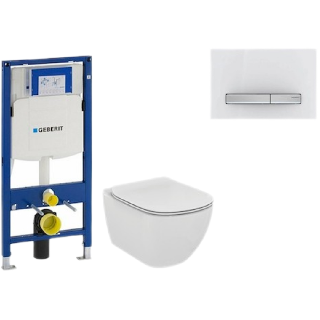 Cenově zvýhodněný závěsný WC set Geberit do lehkých stěn / předstěnová montáž+ WC Ideal Standard Tesi 111.300.00.5NE8 Ideal Standard