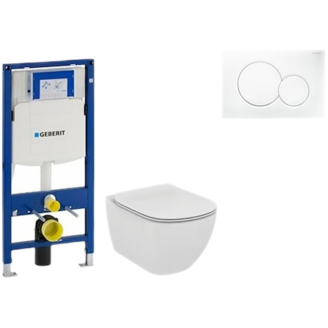 Cenově zvýhodněný závěsný WC set Geberit do lehkých stěn / předstěnová montáž+ WC Ideal Standard Tesi 111.300.00.5NF1 Ideal Standard