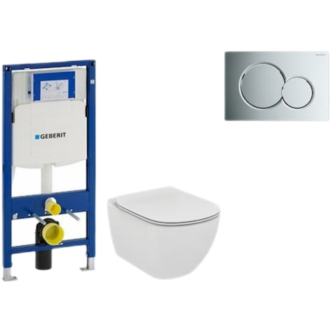 Cenově zvýhodněný závěsný WC set Geberit do lehkých stěn / předstěnová montáž+ WC Ideal Standard Tesi 111.300.00.5NF2 Ideal Standard