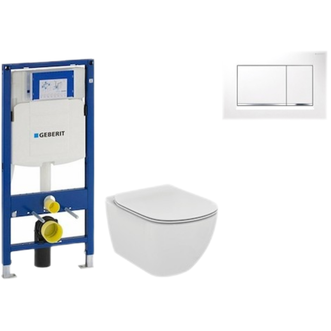 Cenově zvýhodněný závěsný WC set Geberit do lehkých stěn / předstěnová montáž+ WC Ideal Standard Tesi 111.300.00.5NF5 Ideal Standard