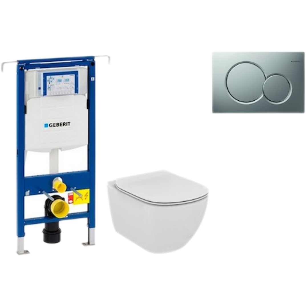 Cenově zvýhodněný závěsný WC set Geberit do lehkých stěn / předstěnová montáž+ WC Ideal Standard Tesi 111.355.00.5NE3 Ideal Standard