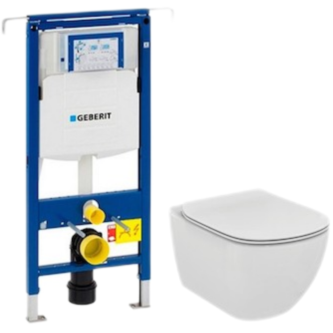 Cenově zvýhodněný závěsný WC set Geberit do lehkých stěn / předstěnová montáž+ WC Ideal Standard Tesi 111.355.00.5NE4 Ideal Standard