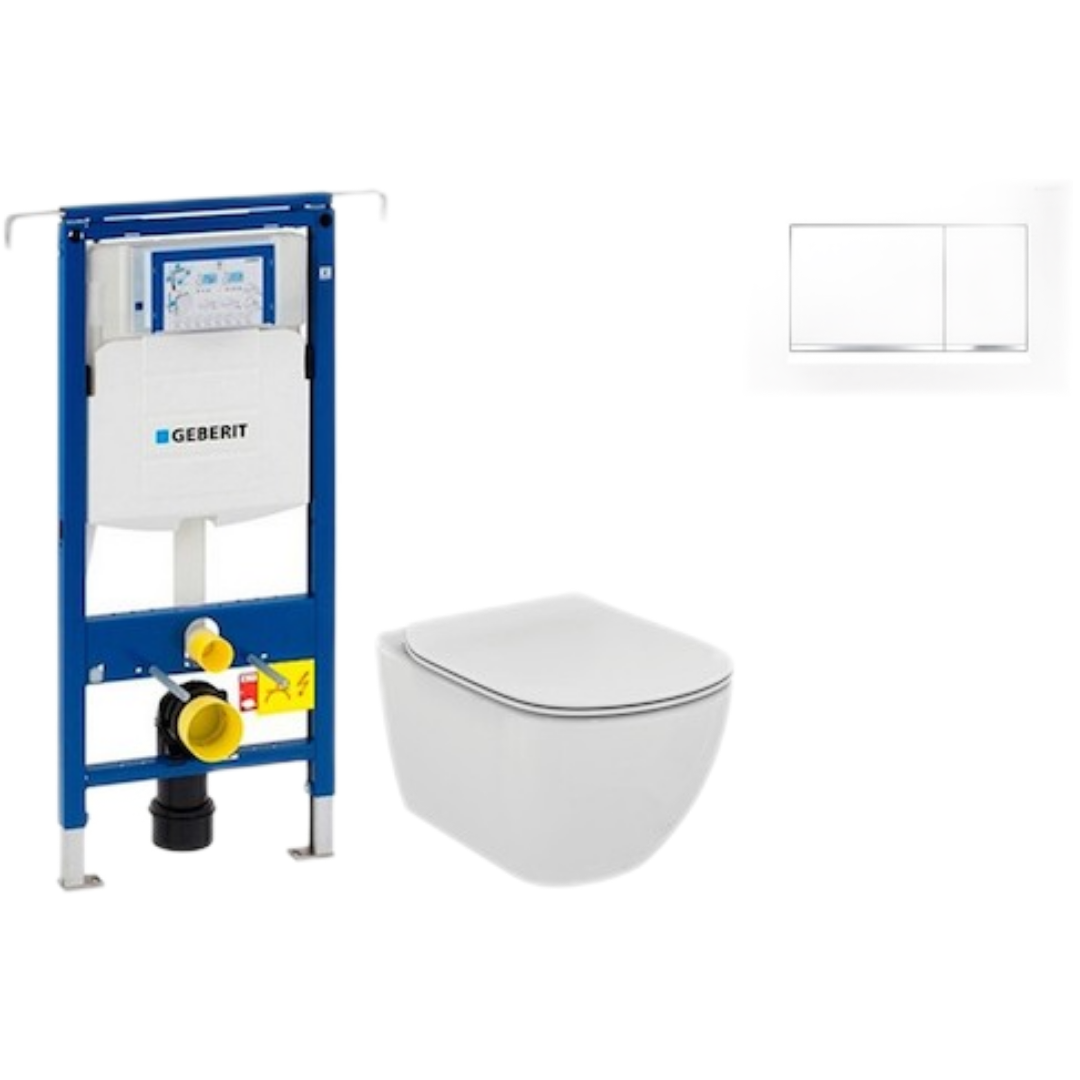 Cenově zvýhodněný závěsný WC set Geberit do lehkých stěn / předstěnová montáž+ WC Ideal Standard Tesi 111.355.00.5NE5 Ideal Standard