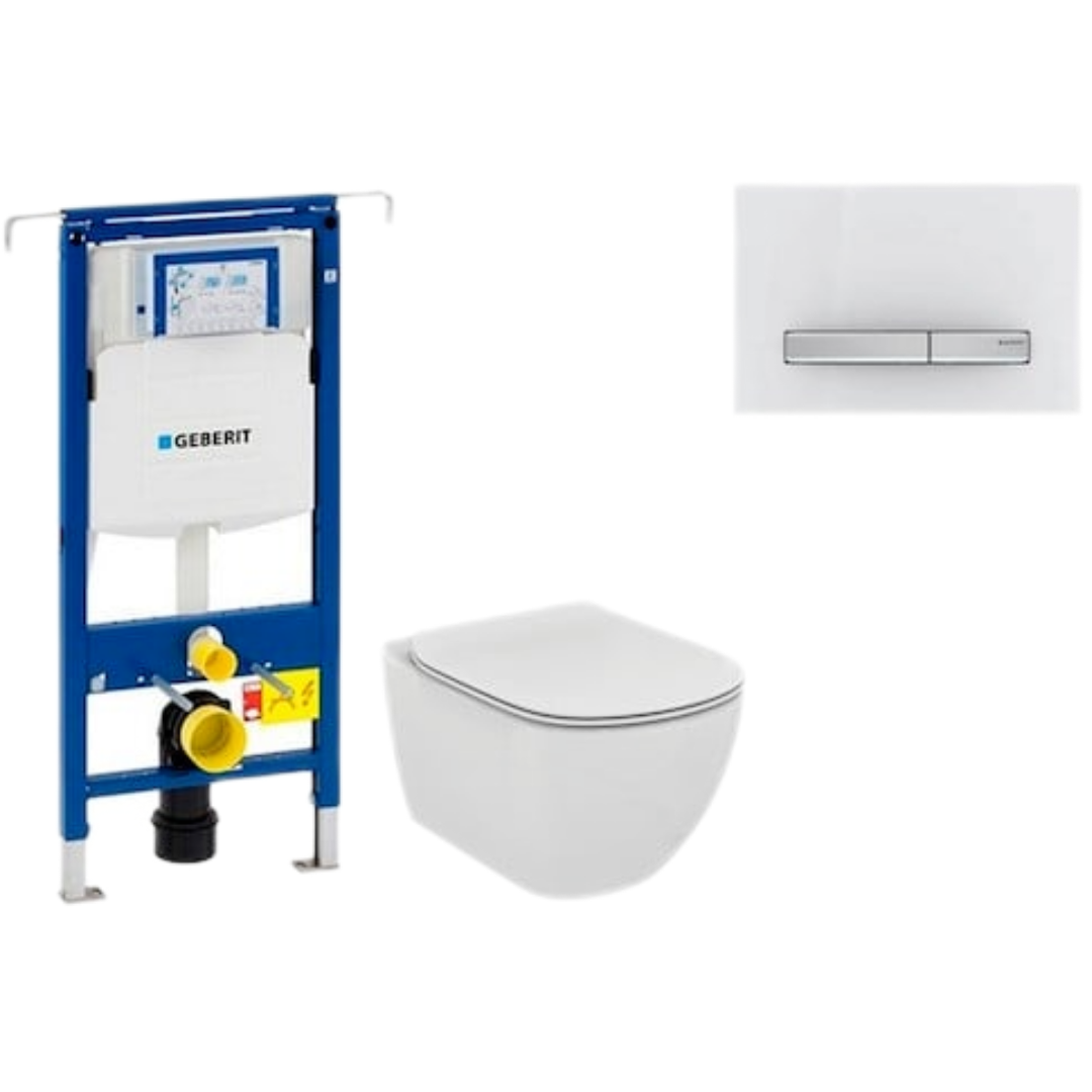 Cenově zvýhodněný závěsný WC set Geberit do lehkých stěn / předstěnová montáž+ WC Ideal Standard Tesi 111.355.00.5NE8 Ideal Standard