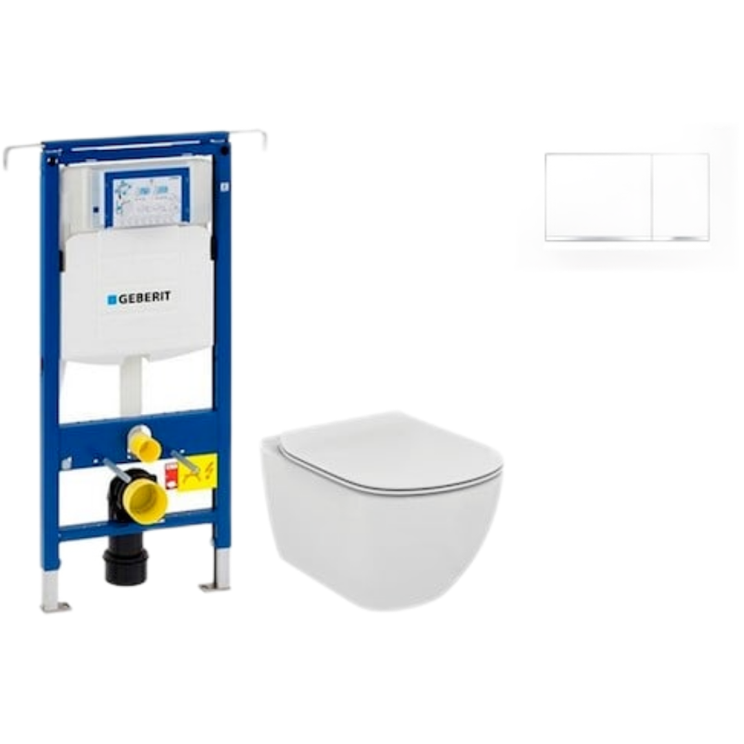 Cenově zvýhodněný závěsný WC set Geberit do lehkých stěn / předstěnová montáž+ WC Ideal Standard Tesi 111.355.00.5NF5 Ideal Standard