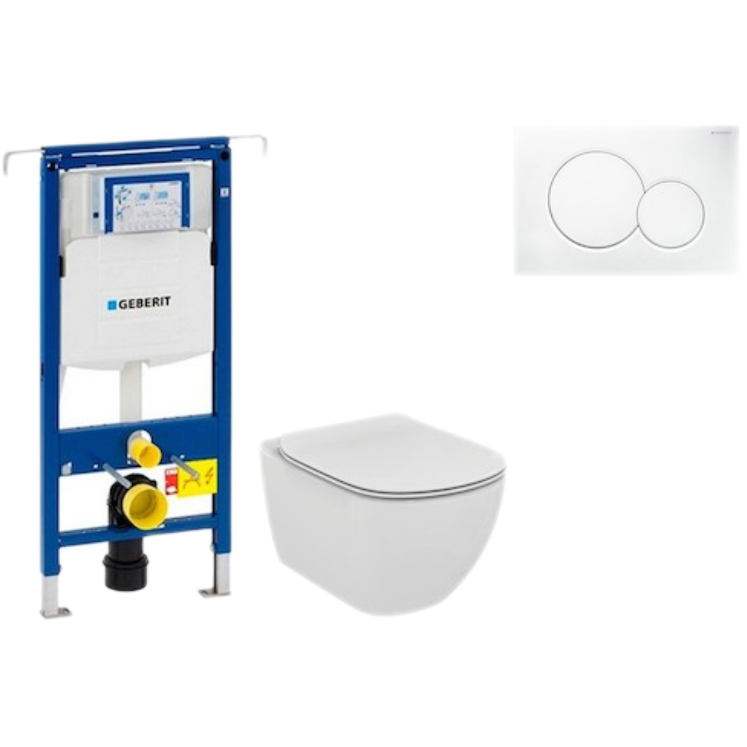 Cenově zvýhodněný závěsný WC set Geberit do lehkých stěn / předstěnová montáž+ WC Ideal Standard Tesi 111.355.00.5NE1 Ideal Standard