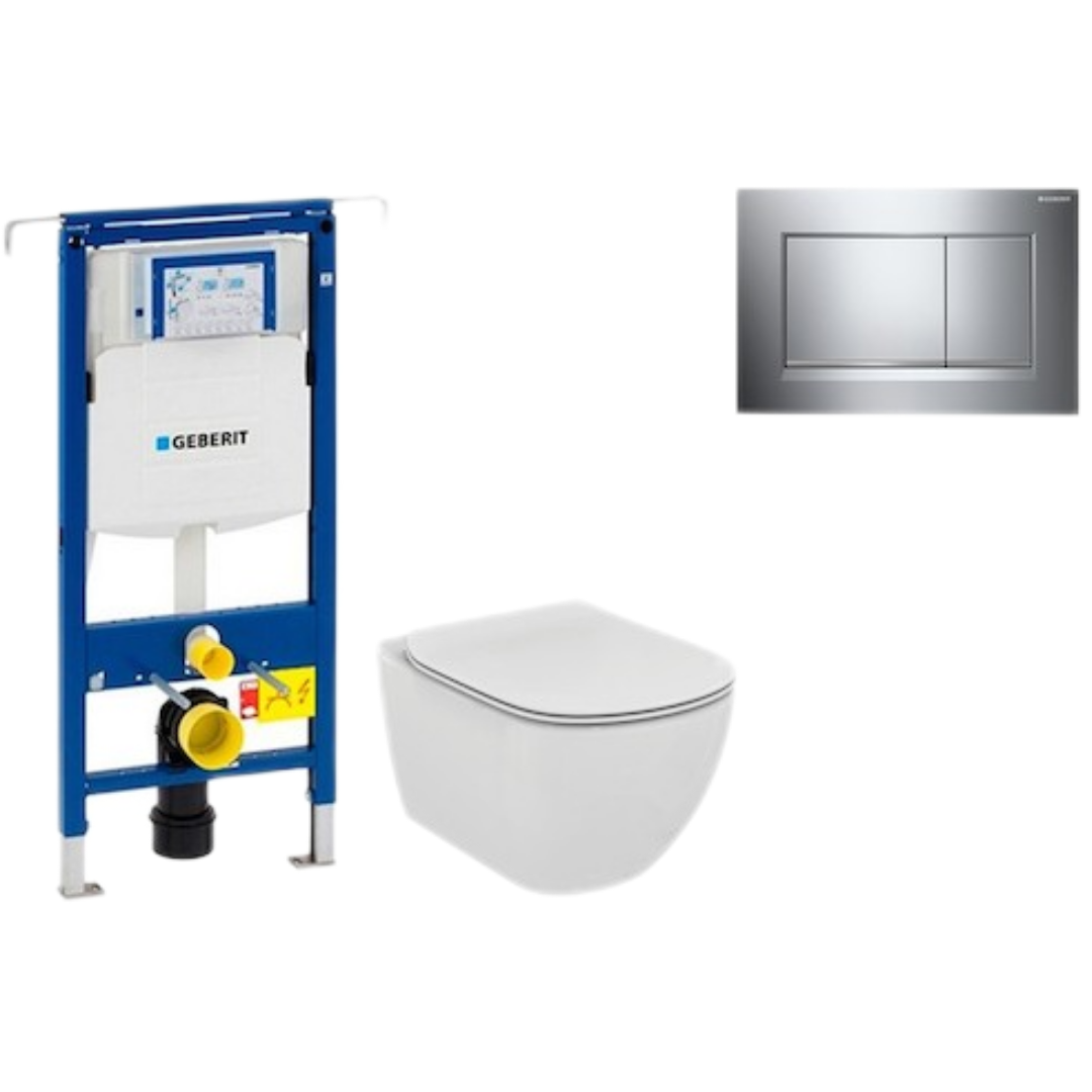 Cenově zvýhodněný závěsný WC set Geberit do lehkých stěn / předstěnová montáž+ WC Ideal Standard Tesi 111.355.00.5NE6 Ideal Standard