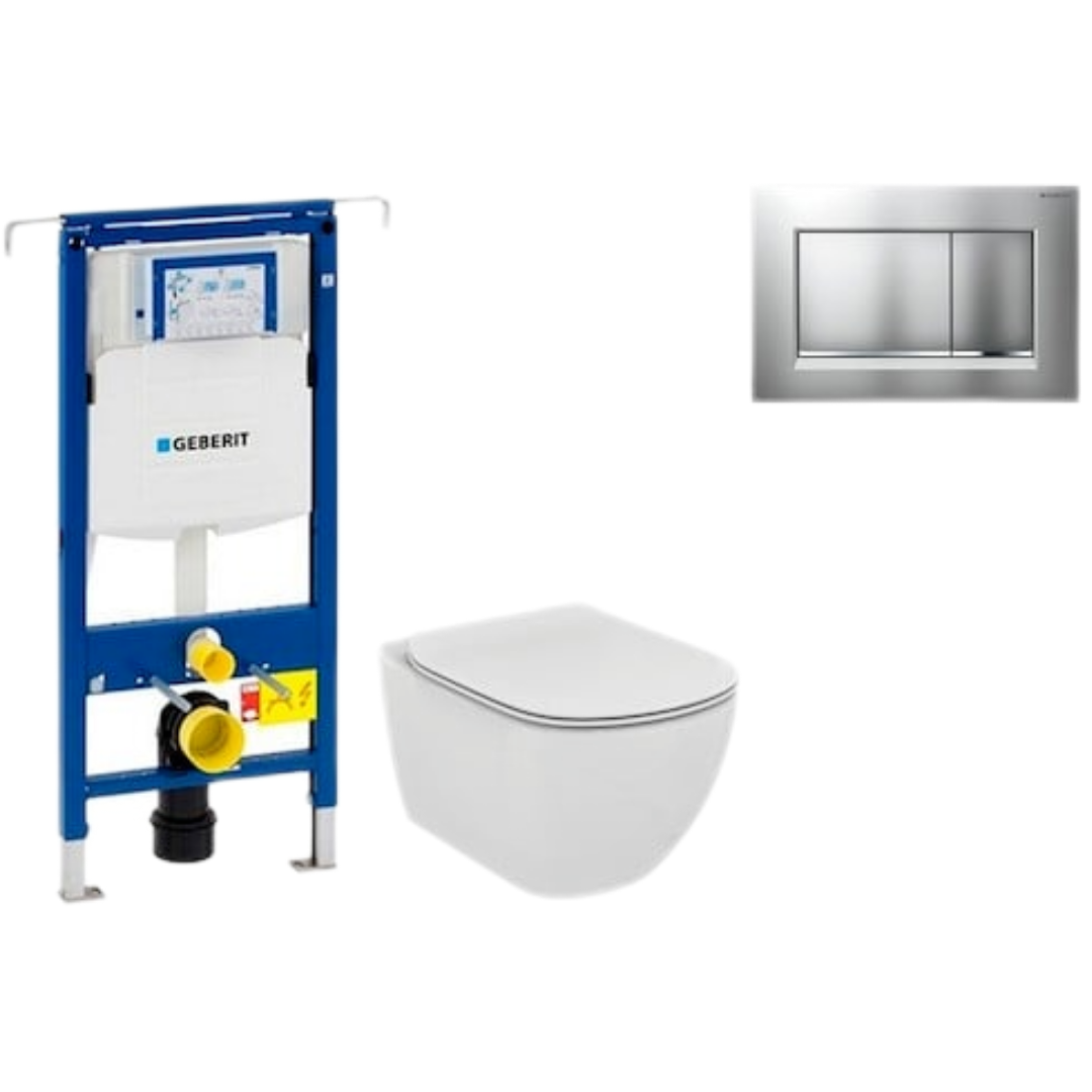 Cenově zvýhodněný závěsný WC set Geberit do lehkých stěn / předstěnová montáž+ WC Ideal Standard Tesi 111.355.00.5NE7 Ideal Standard